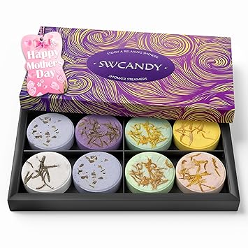 Shower Steamers Aromatherapy Birthday Gifts for Women - SWCANDY 8 Pcs Mothers Day Gifts for Mom Grandma Wife Her Men Teen Adults Bath Bombs Self Care with Natural Essential Oils Relaxation Home SPA